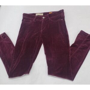 Pilcro And The Letterpress Velvet Pants No. 25 Serif Purple Wine Low-rise Skinny